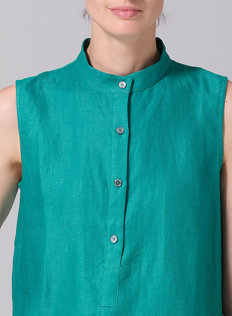 Jacquard Linen Mandarin Collar Vest