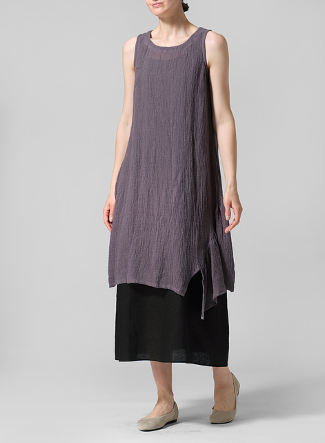 Crinkle Linen Long Vest