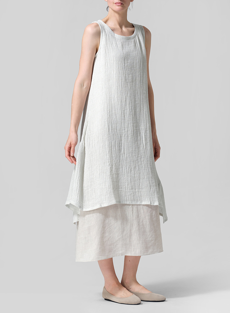 Crinkle Linen Long Vest
