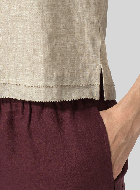 Linen Semi-fitted Sleeveless Tank Top