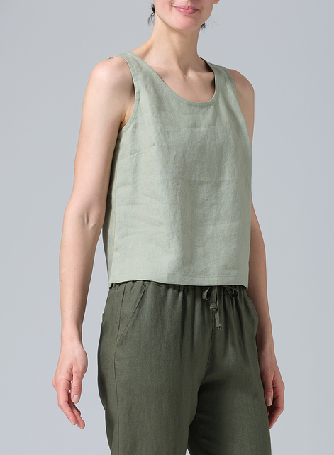 Linen Nice Fit Sleeveless Tank Top