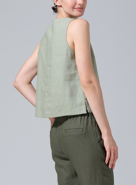 Linen Nice Fit Sleeveless Tank Top