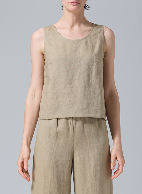 Linen Nice Fit Sleeveless Tank Top