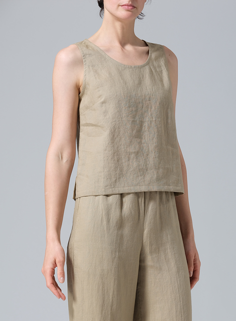 Linen Nice Fit Sleeveless Tank Top