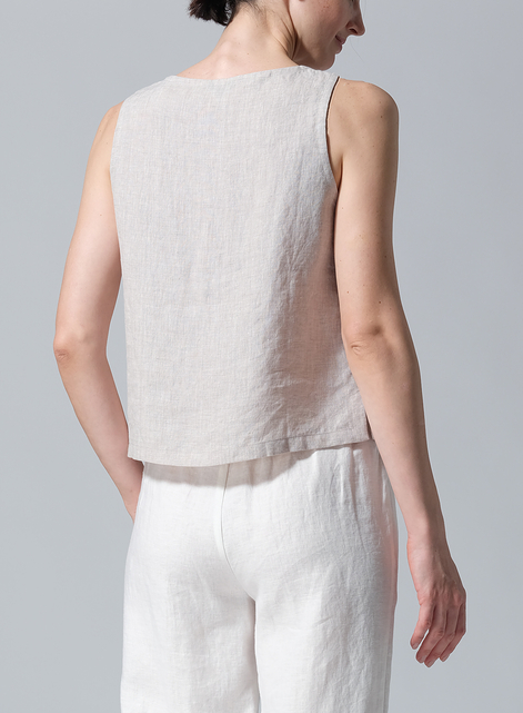 Linen Nice Fit Sleeveless Tank Top