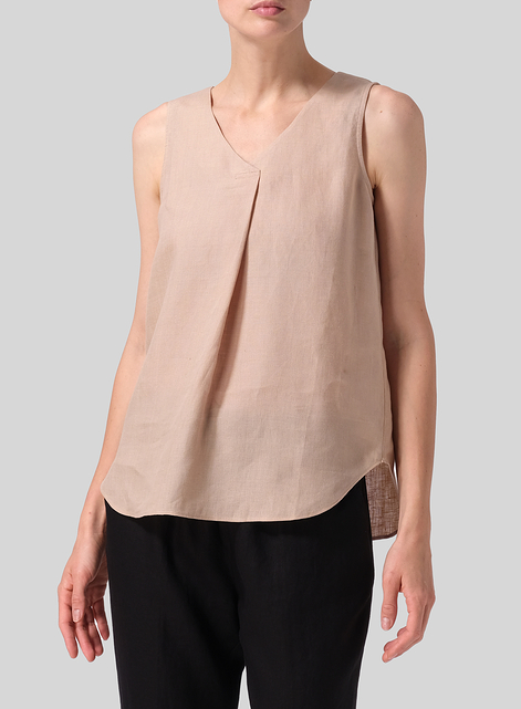 Linen Pleated Cross Front Top