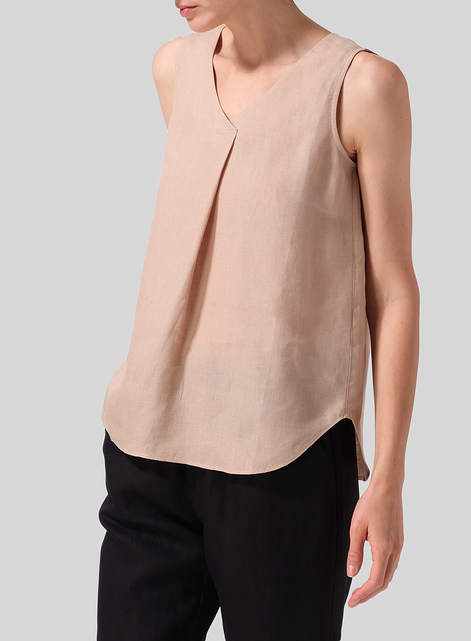 Linen Pleated Cross Front Top