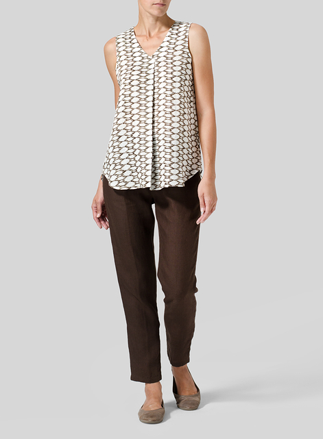 Linen Pleated Cross Front Top
