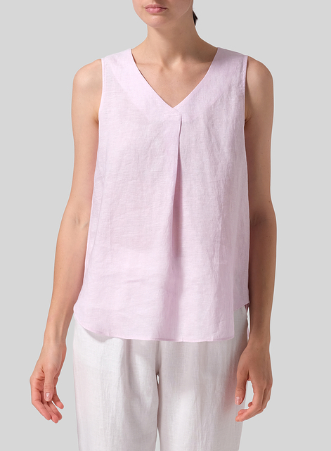 Linen Pleated Cross Front Top