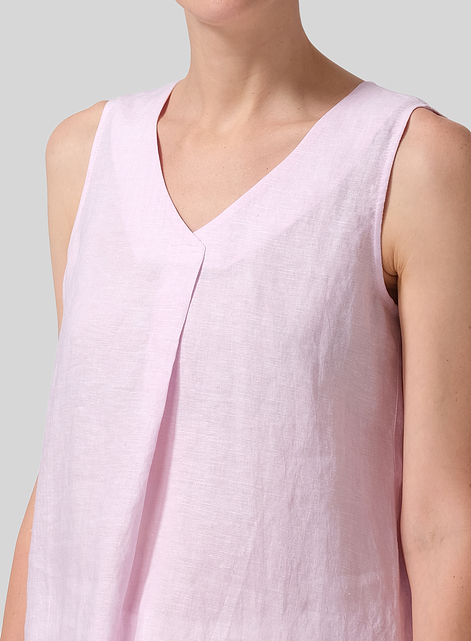 Linen Pleated Cross Front Top