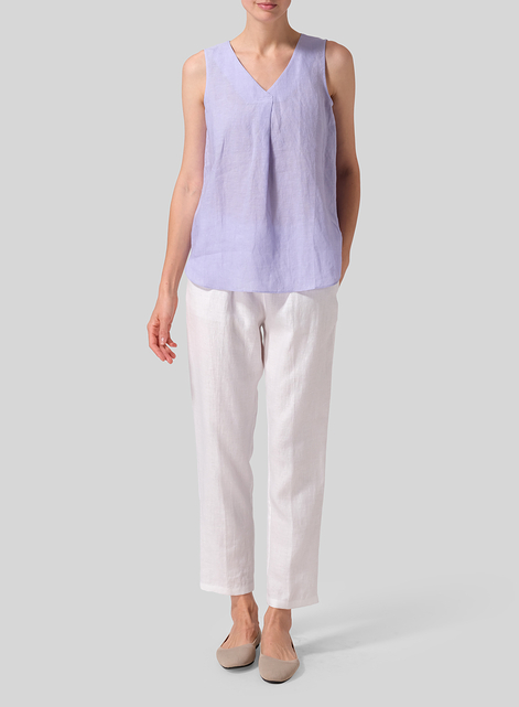 Linen Pleated Cross Front Top
