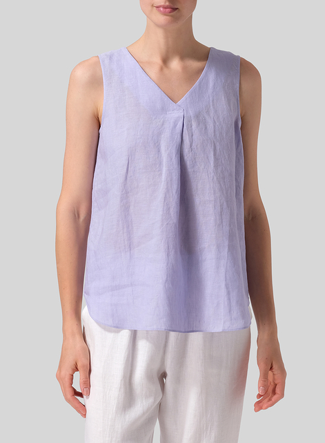 Linen Pleated Cross Front Top