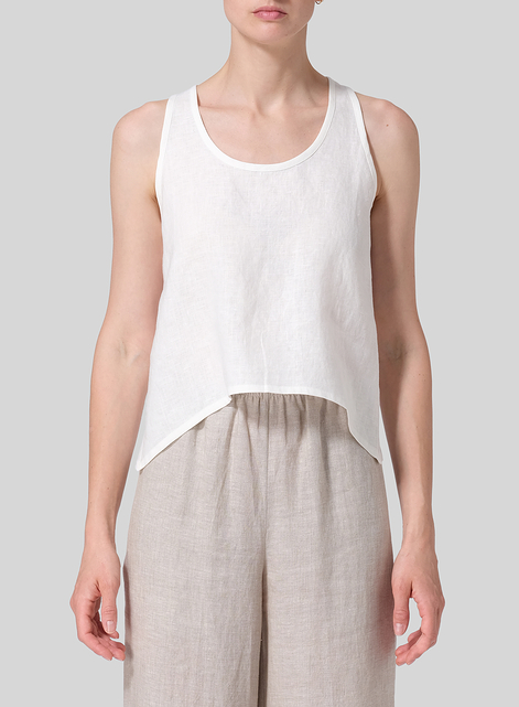 Linen Scoop Neck Halter Backs Vest