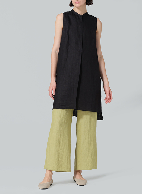 Linen Sleeveless A-line Long Tunic