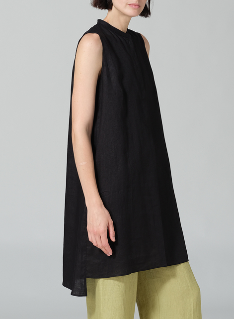 Linen Sleeveless A-line Long Tunic