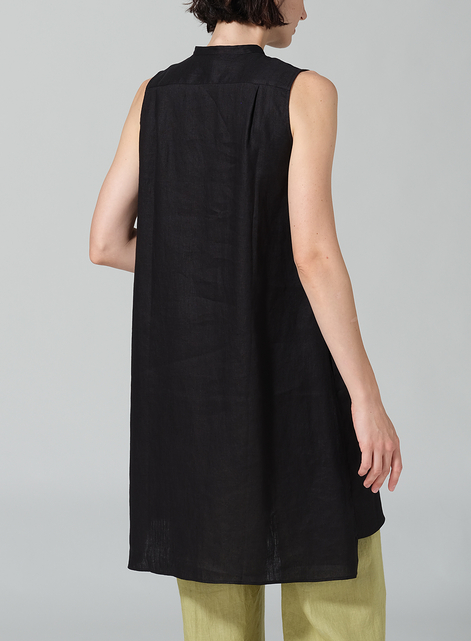 Linen Sleeveless A-line Long Tunic