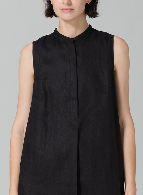 Linen Sleeveless A-line Long Tunic