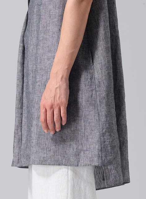 Linen Sleeveless A-line Long Tunic