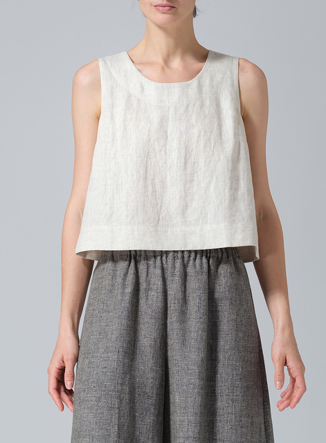 Linen Sleeveless Vest Top