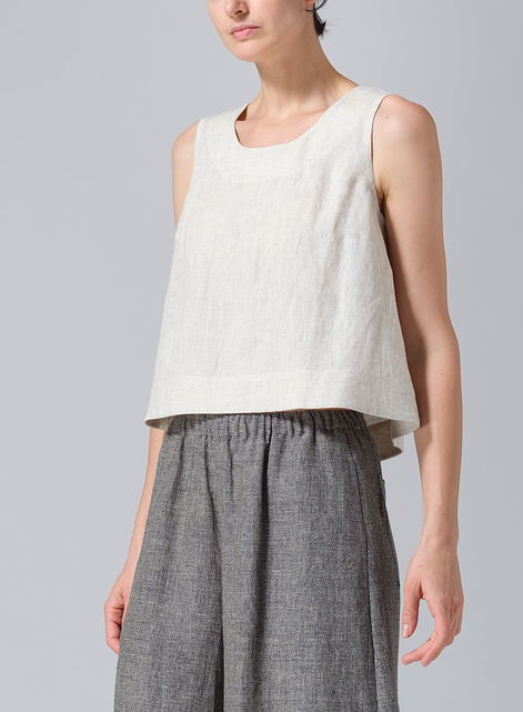 Linen Sleeveless Vest Top