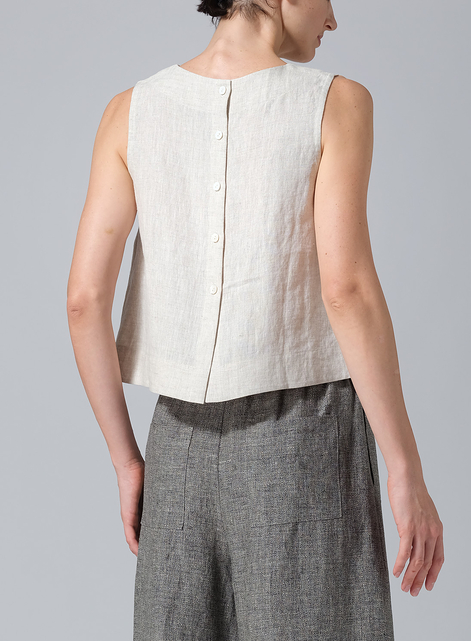 Linen Sleeveless Vest Top