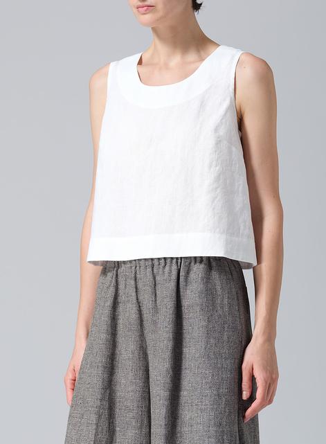 Linen Sleeveless Vest Top