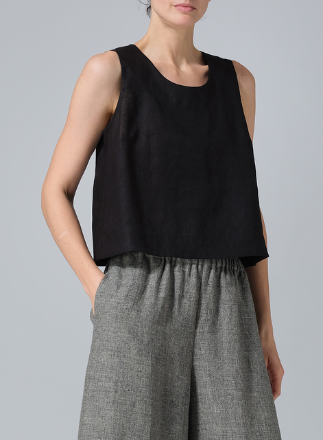 Linen Sleeveless Vest Top
