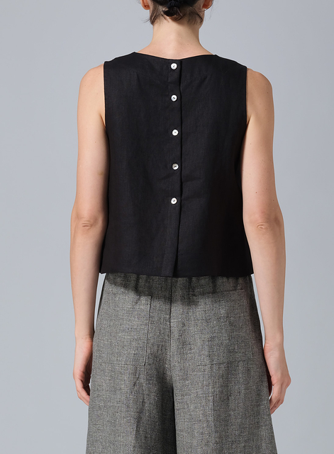 Linen Sleeveless Vest Top