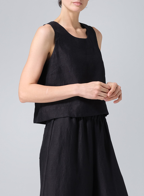 Linen Sleeveless Vest Top