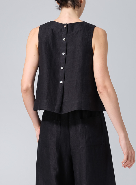 Linen Sleeveless Vest Top