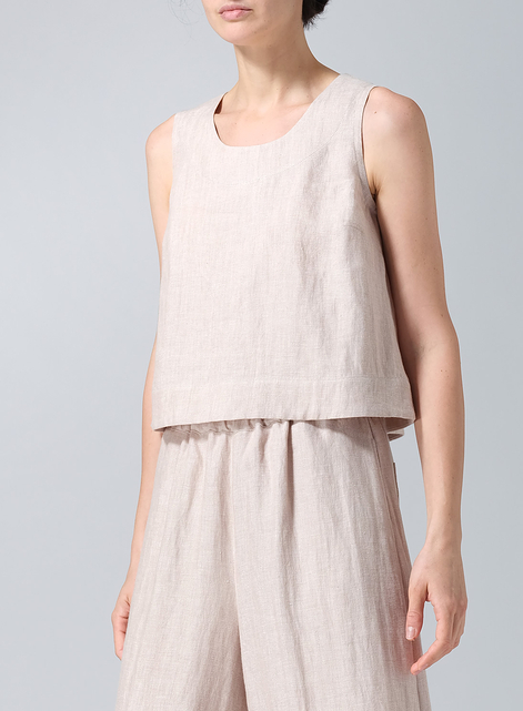 Linen Sleeveless Vest Top
