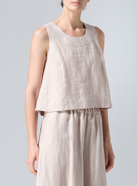 Linen Sleeveless Vest Top