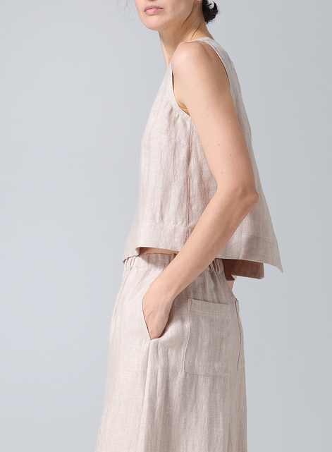 Linen Sleeveless Vest Top
