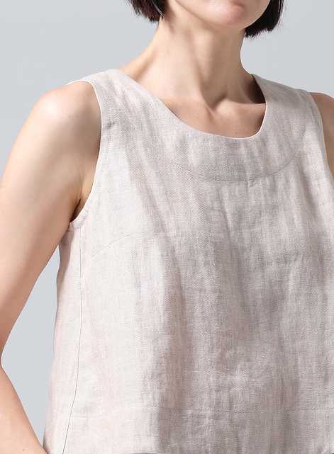 Linen Sleeveless Vest Top