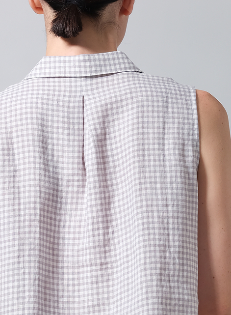 Linen Slightly A-shape Shirt Collar Vest