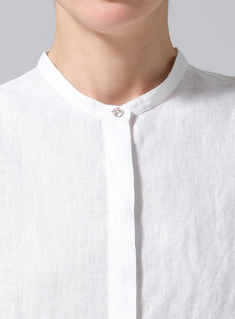 Linen Small Stand Collar Short Vest Top