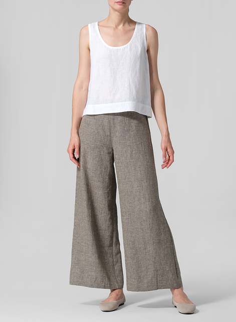 Linen Sleeveless U-neck Vest Top