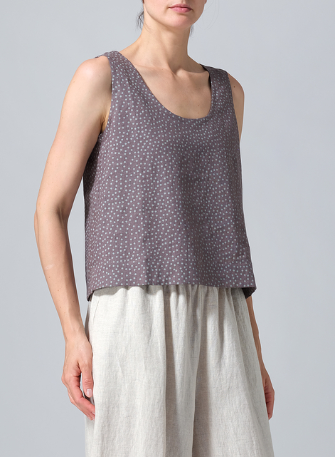 Linen Sleeveless U-neck Vest Top