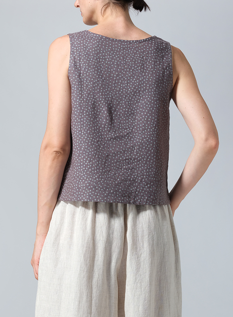 Linen Sleeveless U-neck Vest Top