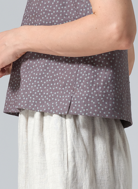 Linen Sleeveless U-neck Vest Top