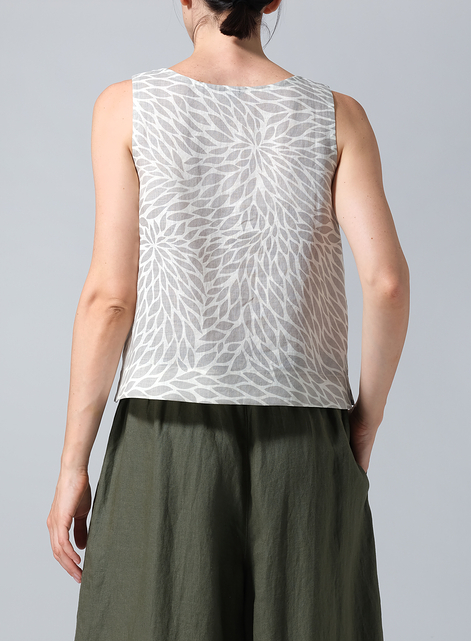 Linen Sleeveless U-neck Vest Top