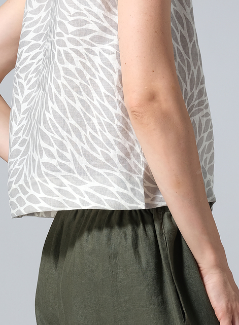 Linen Sleeveless U-neck Vest Top