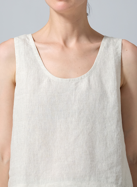 Linen Sleeveless U-neck Vest Top
