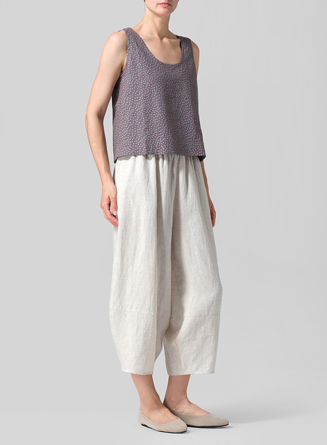 Linen Sleeveless U-neck Vest Top