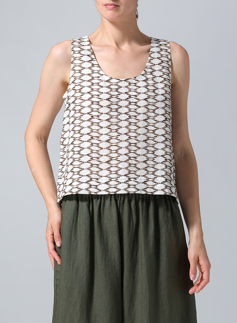 Linen Sleeveless U-neck Vest Top