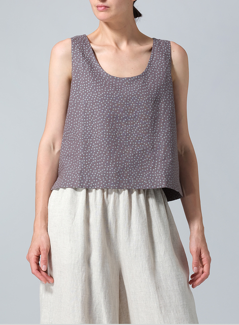 Linen Sleeveless U-neck Vest Top