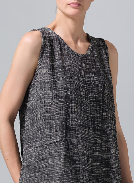 Linen Hi-Lo Hem Mid-Length Sleeveless Tunic