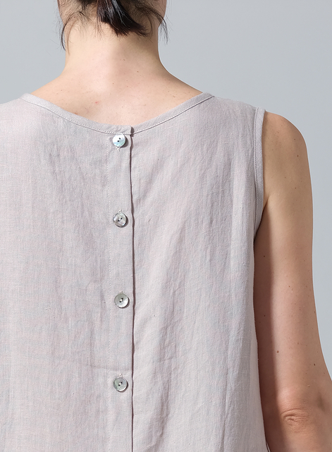 Linen Hi-Lo Hem Mid-Length Sleeveless Tunic