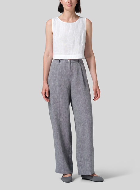 Linen Round Neck Short Tank