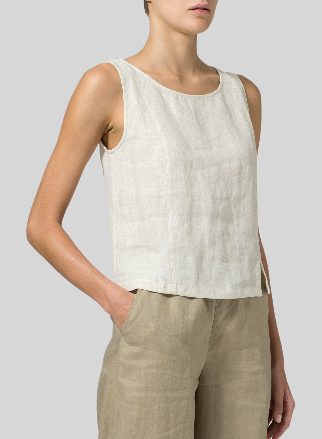 Analogie Linen Dress Short Sleeve - Oat main image 1